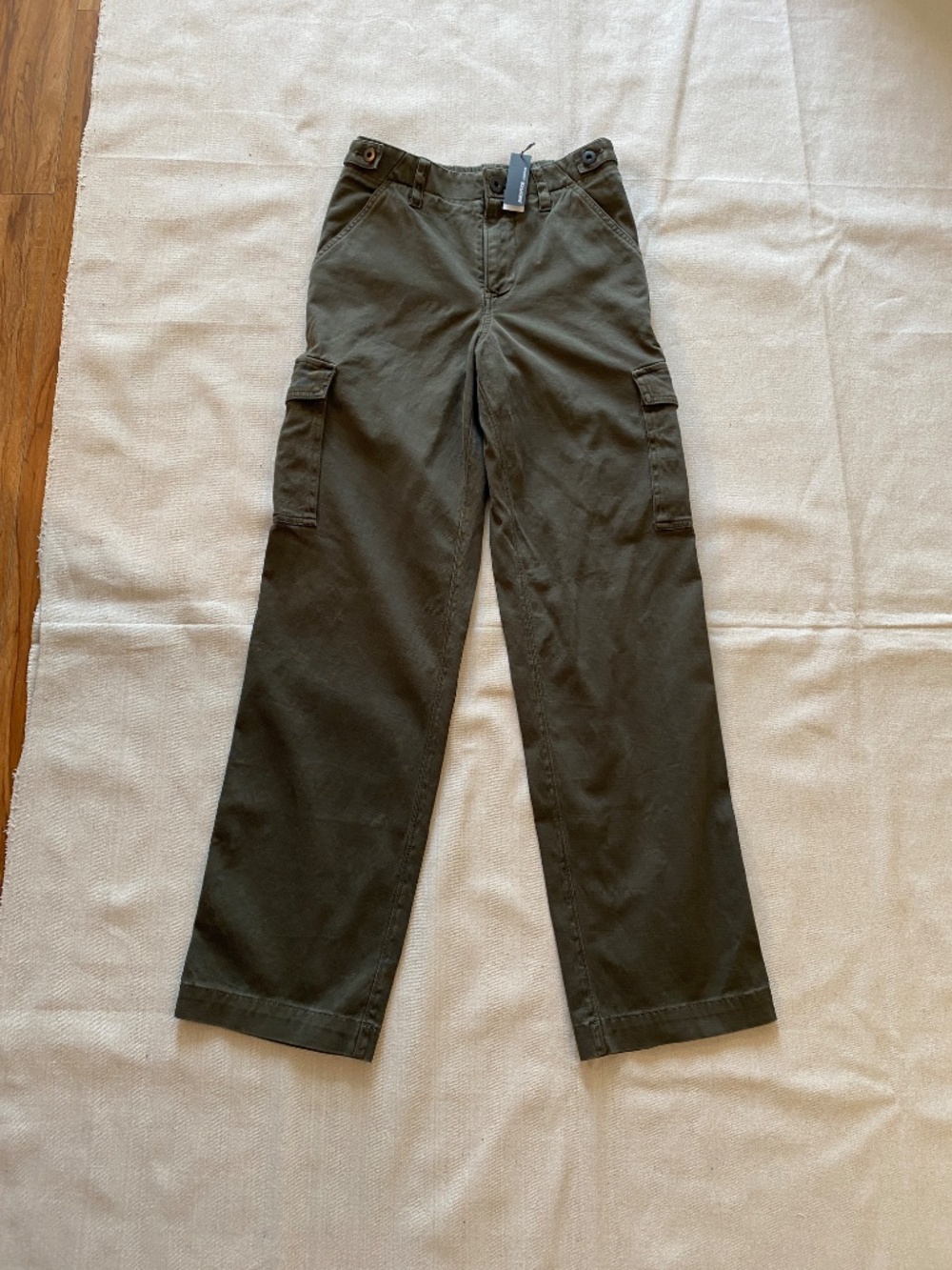 James Perse Cotton Straight-Leg Olive Green Cargo Pants Size 0 NWT